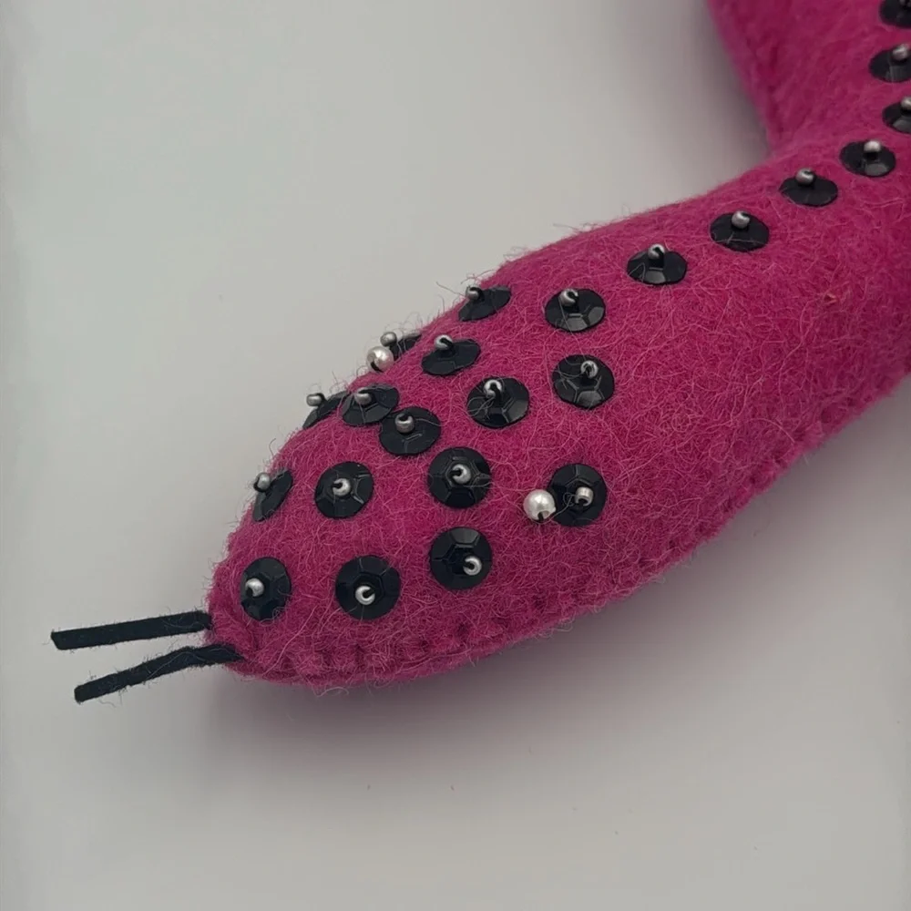Halloween Hot Pink Studded Felt‎ Snake Made in India NWOT